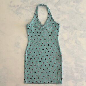 Art Class Blue & Red Cherry Ribbed Halter Girls Dress Size S 6/7